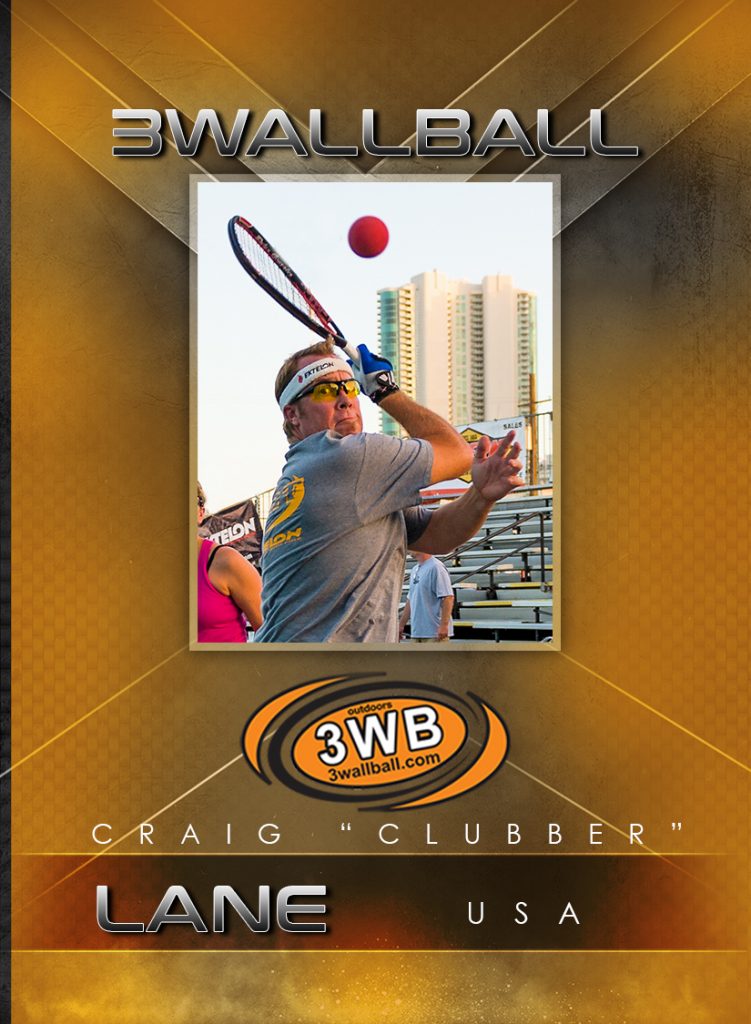 Back of Craig Clubber Lane 3WallBall Trading Card