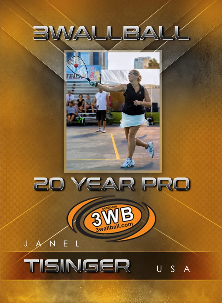 Back of Janel Tisinger 3WallBall Trading Card